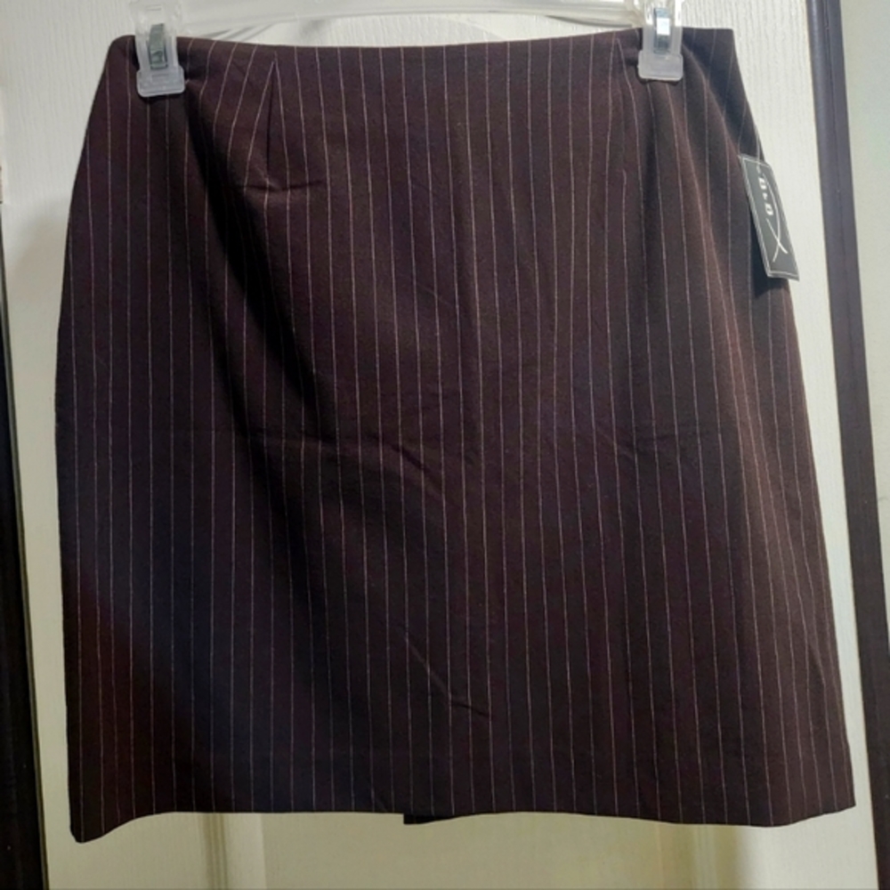 Womens Vintage B&B Brown Pinstripe Pencil Skirt Size 12p